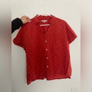 Madewell red floral button down!